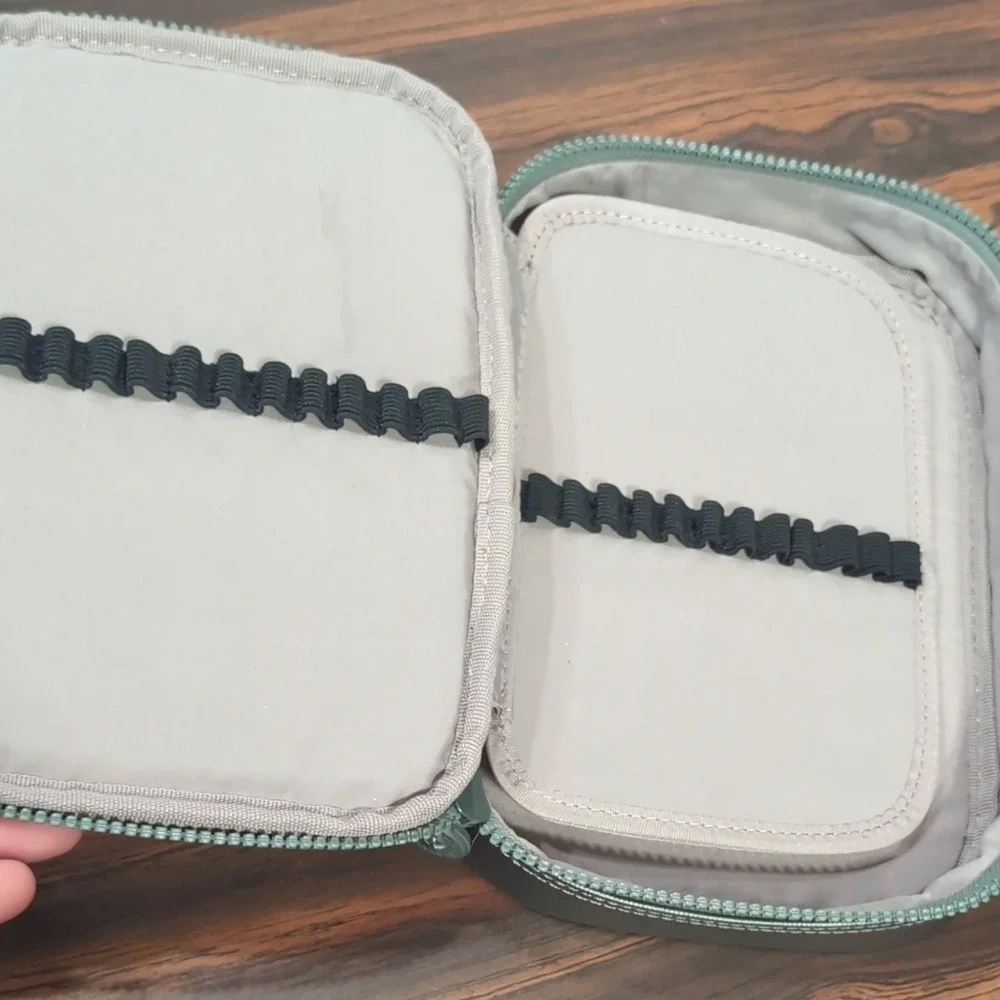 Kipling 100 Pens Case Moon Grey Metallic Pencil Organizer Zip Lightweight